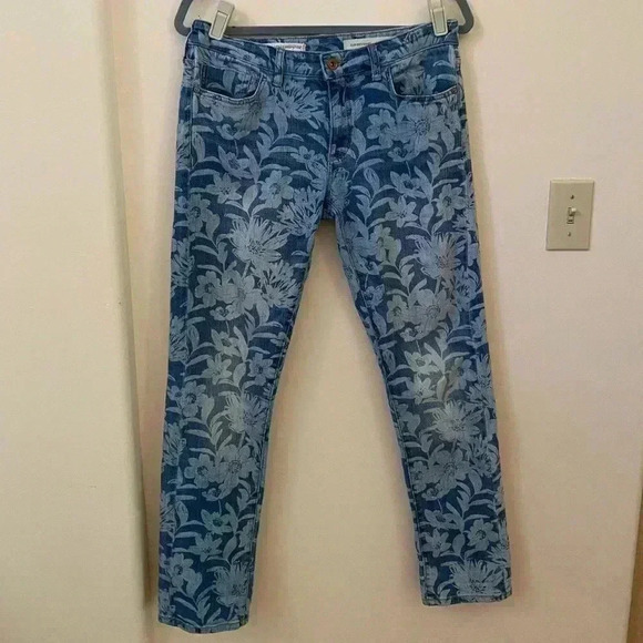 ANTHROPOLOGIE PILCRO AND THE LETTERPRESS SLIM BOYFRIEND FADED DENIM FLORAL JEANS - Picture 11 of 11